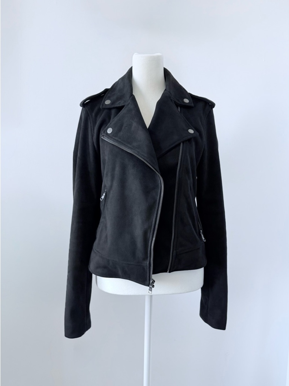Banana Republic Black Faux Suede Moto Jacket
